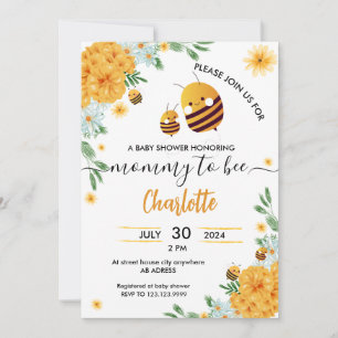 Mummy to Bee Baby Shower Floral Watercolor Invitation