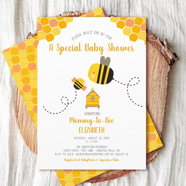 Mummy to Bee Baby Shower Gender Neutral Cute Sweet Invitation (Creator Uploaded)