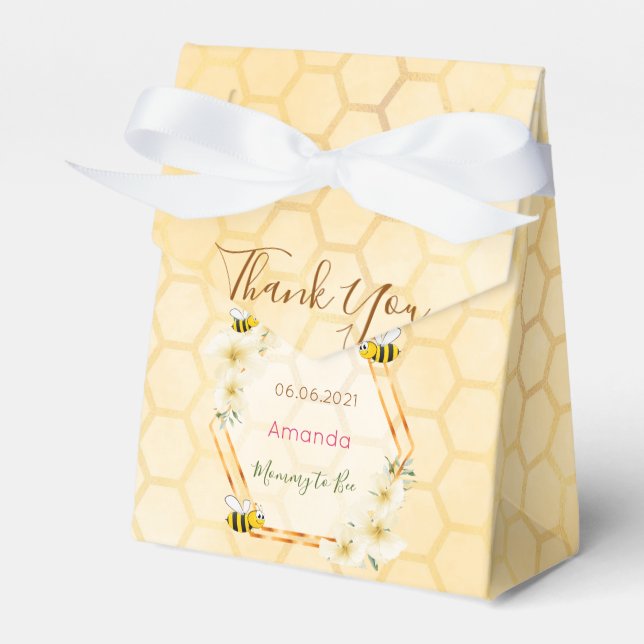 Mummy to Bee Baby shower honeycomb thank you Favour Box (Front Side)