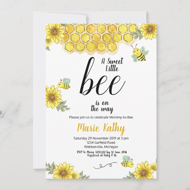 Mummy-to-Bee Baby Shower invitation (Front)