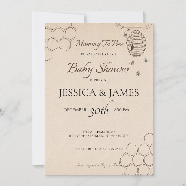 Mummy To Bee Baby Shower  Invitation (Front)