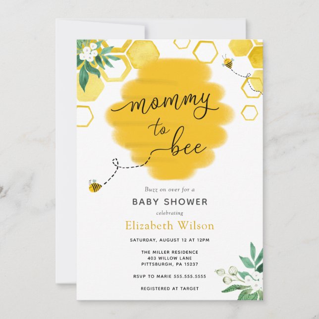 Mummy to Bee Baby Shower Invitation (Front)