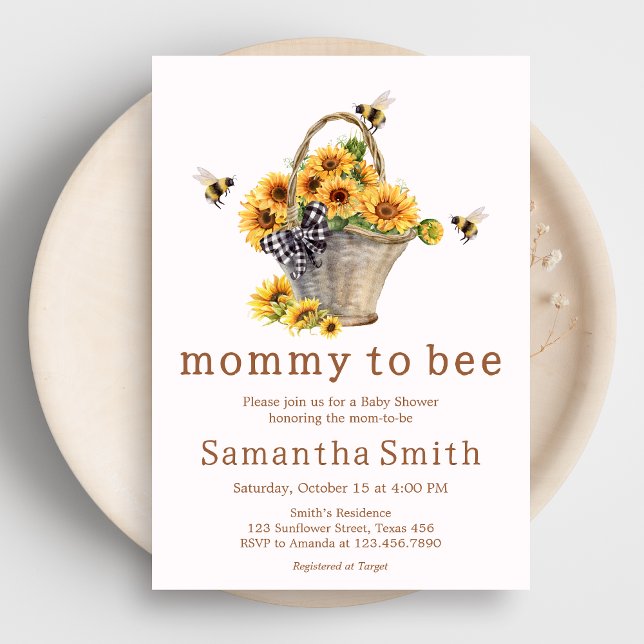 Mummy to Bee Baby Shower Invitation (Mommy to Bee Sunflower Baby Shower Invitation)