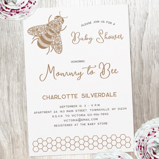 Mummy to Bee Baby Shower Invitation (Modern minimalist Mommy to Bee baby shower invitation)