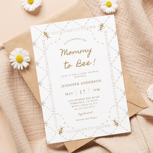 Mummy To Bee Baby Shower Invitation (Creator Uploaded)