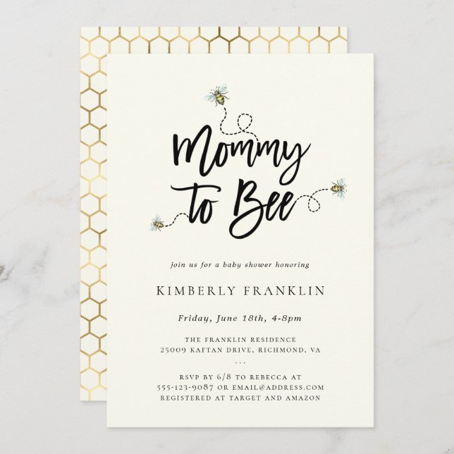 Mummy To Bee Baby Shower Invitation (Front/Back)