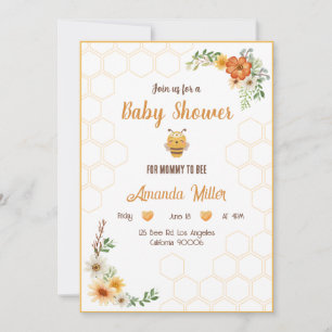 Mummy To Bee Baby Shower Invitation Card