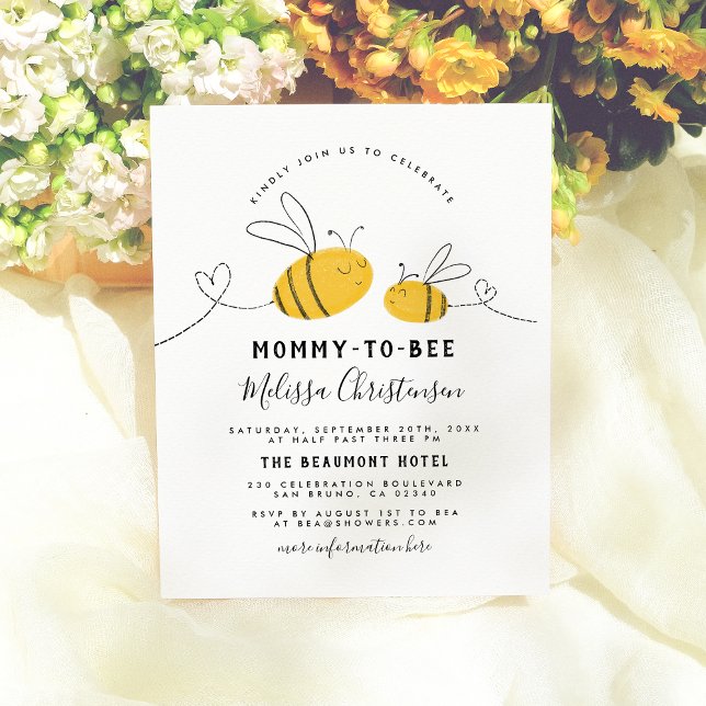 Mummy To Bee Baby Shower Invitation Postcard (Creator Uploaded)
