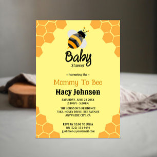 Mummy To Bee Baby Shower Invitations