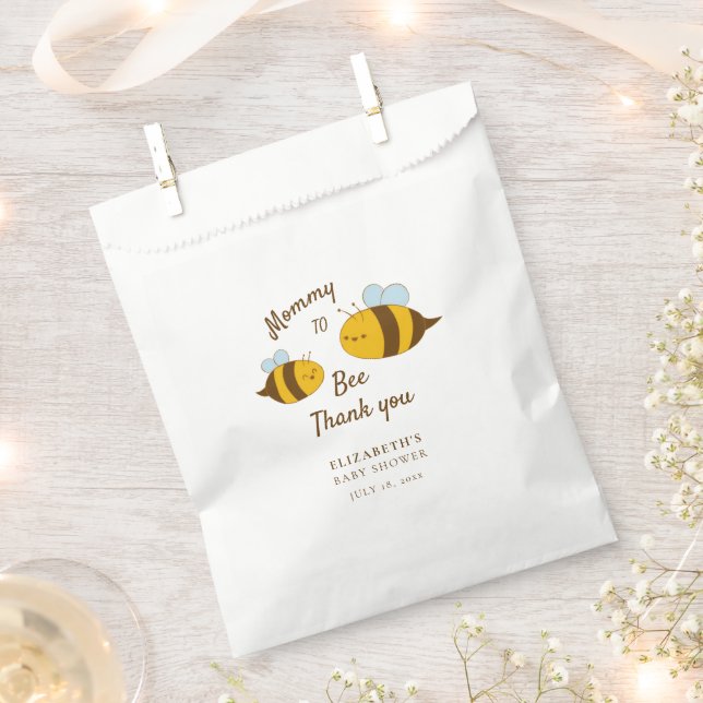 Mummy to Bee Baby Shower Modern Cute Personalised Favour Bags (Clipped)
