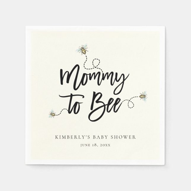 Mummy To Bee Baby Shower Napkin (Front)