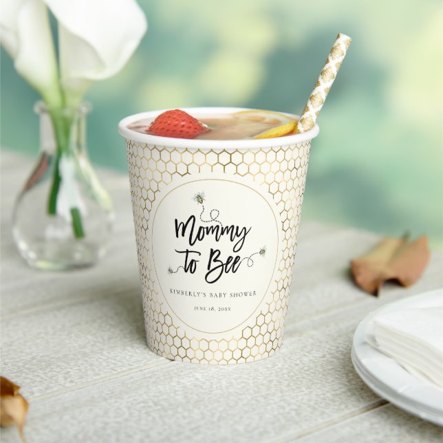 Mummy To Bee Baby Shower Paper Cups (Insitu)