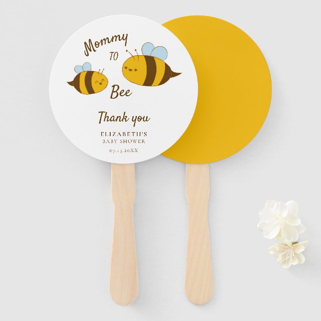 Mummy to Bee Baby Shower Thank you Cute Custom Hand Fan (Front and Back)