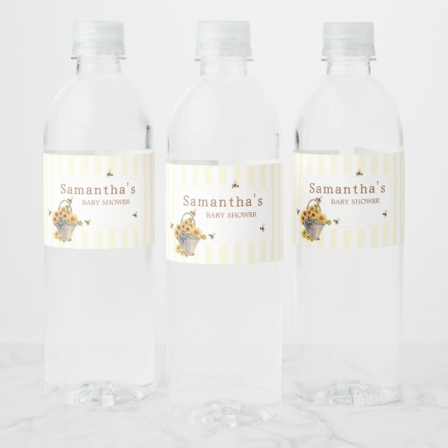 Mummy to Bee Baby Shower Water Bottle Label (Bottles)