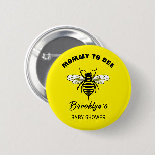 Mummy To Bee Baby Shower Yellow Black Cool Stylish 6 Cm Round Badge