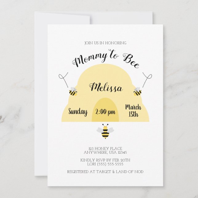 Mummy to Bee | Beehive Baby Shower Invitation (Front)