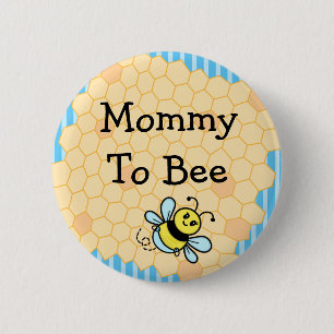 Mummy to Bee Blue and Yellow Honeycomb Baby Shower 6 Cm Round Badge