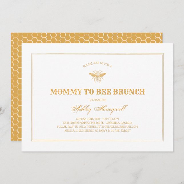 Mummy to Bee Brunch Invitation (Front/Back)