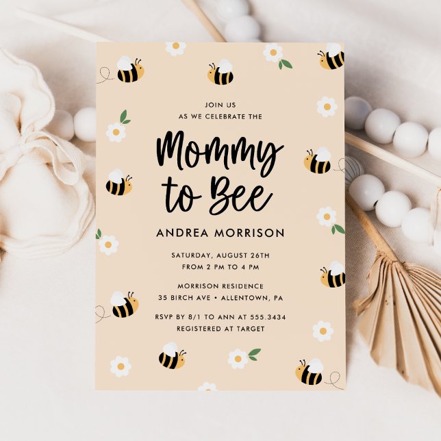 Mummy to Bee Bumblebee Floral Baby Shower  Invitation (Creator Uploaded)