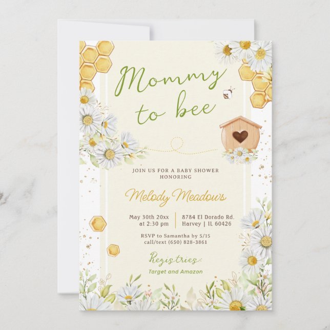 Mummy to Bee Bumblebee Gender Neutral Baby Shower Invitation (Front)