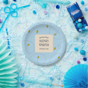 Mummy to Bee Cornflower Blue Paper Plate
