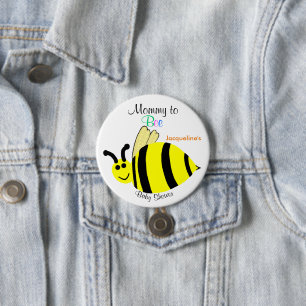 Mummy To Bee Cute Yellow Bumble Bee Baby Shower 7.5 Cm Round Badge