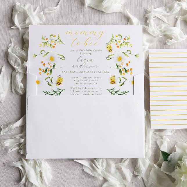 Mummy To Bee Elegant Floral Baby Shower Invitation (Creator Uploaded)