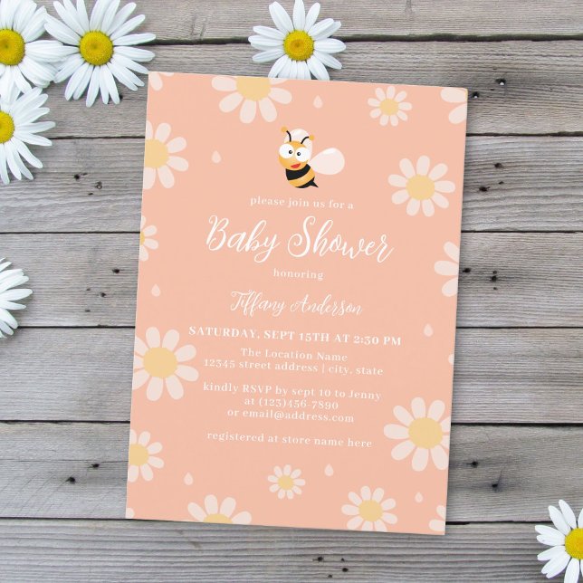Mummy to Bee Flowers Gender Neutral Baby Shower Invitation (Creator Uploaded)