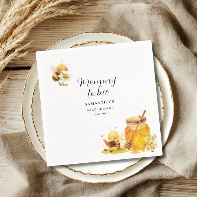 Mummy To Bee Gender Neutral Baby Shower  Napkin (Creator Uploaded)