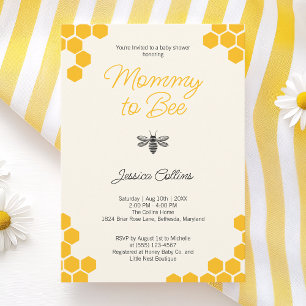 Mummy to Bee Gender Neutral Cute Yellow Honeycomb Invitation