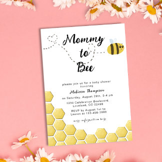 Mummy to Bee Gender Neutral Honeycomb Baby Shower Invitation