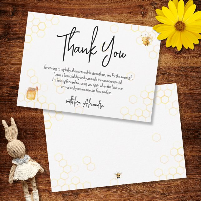 Mummy to Bee Gender Neutral Stylish Baby Shower Thank You Card (Creator Uploaded)