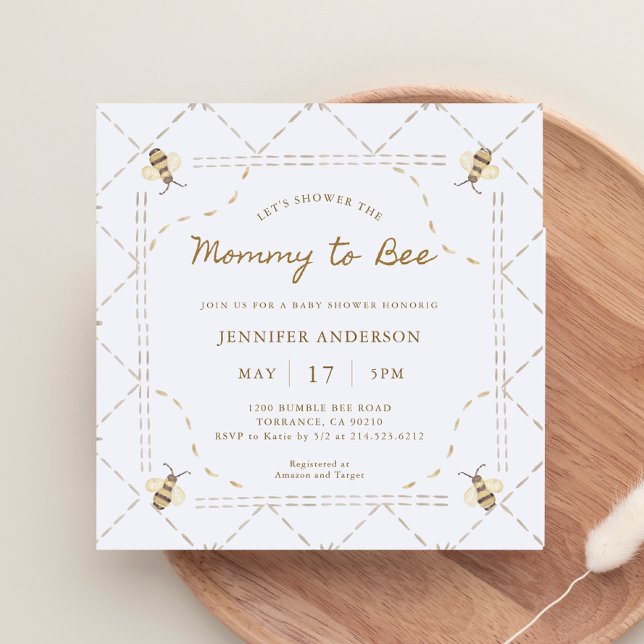 Mummy To Bee Honey Baby Shower Invitation (Creator Uploaded)