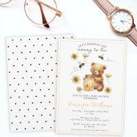 Mummy to bee honey bear baby shower invitation