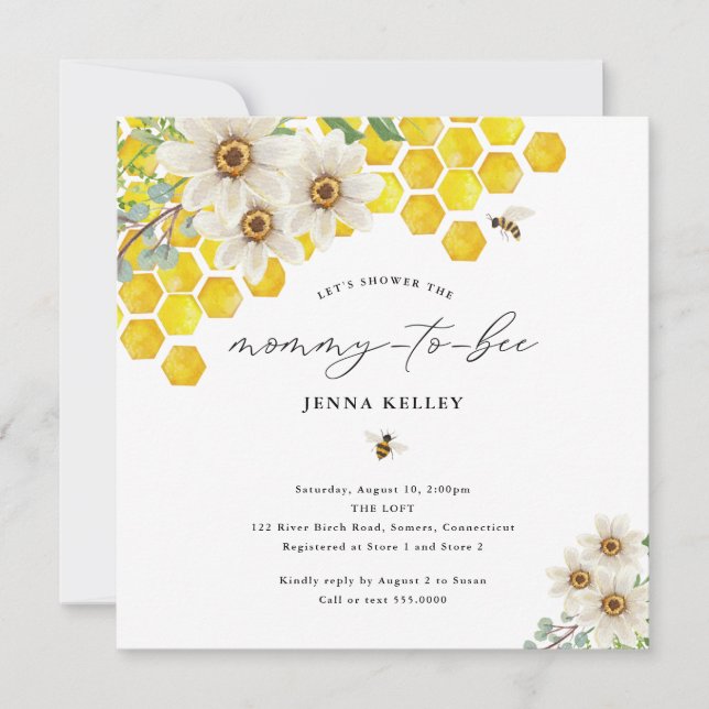 Mummy to Bee, Honey Bee & Daisies Baby Shower (Front)