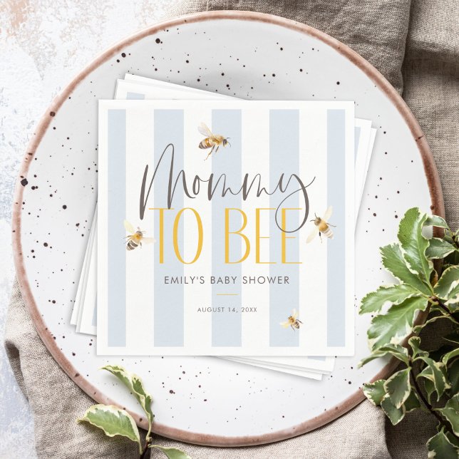 Mummy to Bee Honey Blue Baby Shower Napkin (Creator Uploaded)