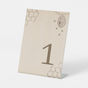 Mummy To Bee Honey Comb Table Number Pedestal Sign