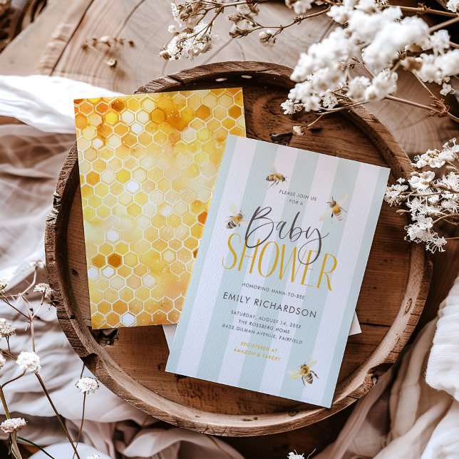 Mummy to Bee Honey Neutral Baby Shower Invitation (Creator Uploaded)