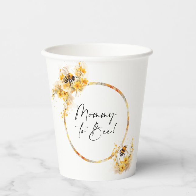 Mummy to Bee Honey Wildflower Baby Shower Paper Cups (Front)