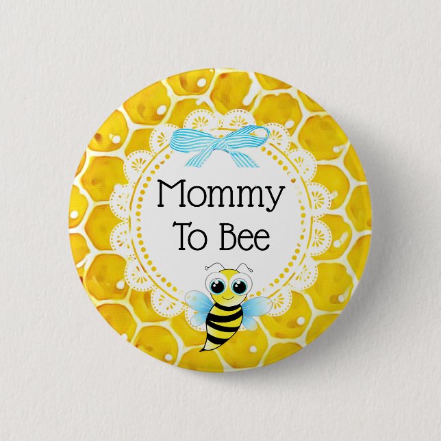 Mummy to Bee Honeycomb Baby Shower Button (Front)