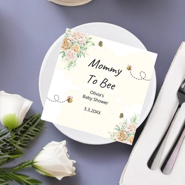 Mummy to bee honeycombs floral baby shower napkins (Creator Uploaded)