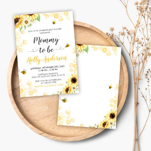 Mummy To Bee Lettering & Honeycomb Baby Shower Invitation
