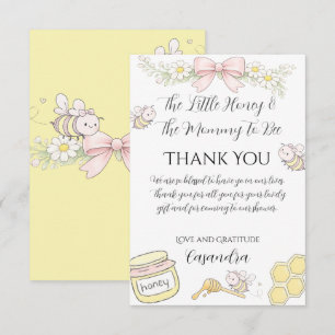 Mummy to Bee pink bow girls baby shower thank you Card