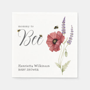 Mummy to Bee Poppy Lavender Floral Baby Shower Napkin