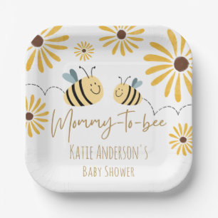 Mummy-to-Bee Sunflower Baby Shower Paper Plate