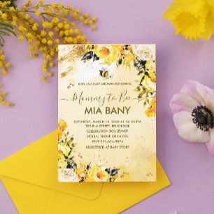 Mummy to Bee Watercolor Floral Funny Baby Shower  Invitation