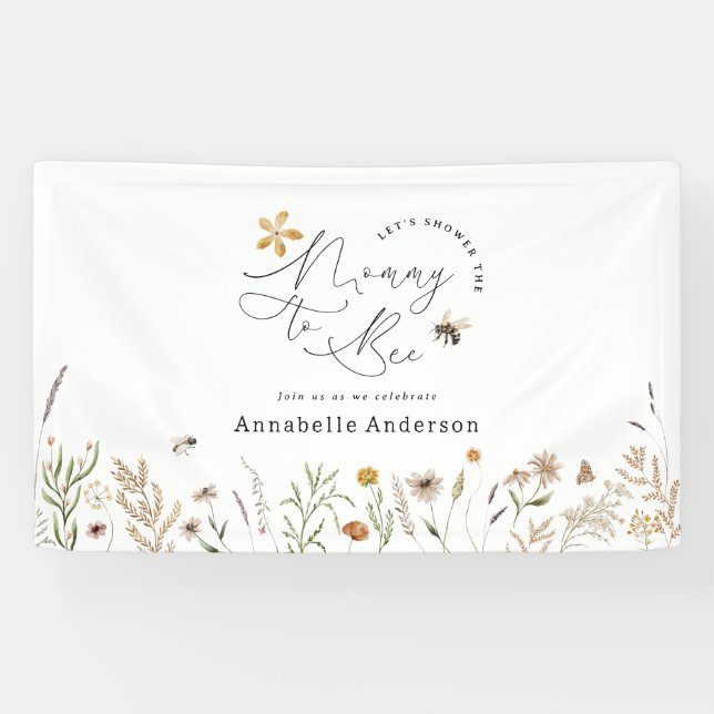 Mummy to bee wildflower baby shower banner (Horizontal)