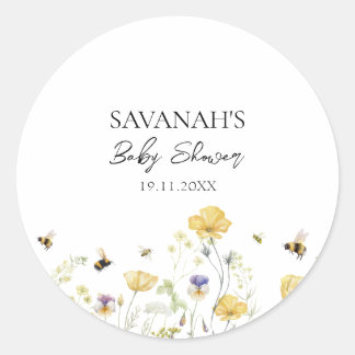 Mummy to Bee Wildflower Baby Shower Classic Round Sticker