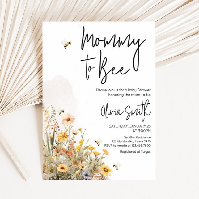 Mummy to Bee Wildflower Baby Shower Invitation (Wildflower Mommy to Bee Baby Shower Invitation)