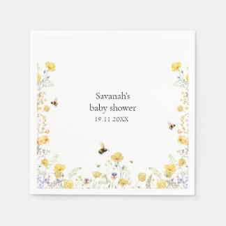 Mummy to Bee Wildflower Baby Shower Napkin